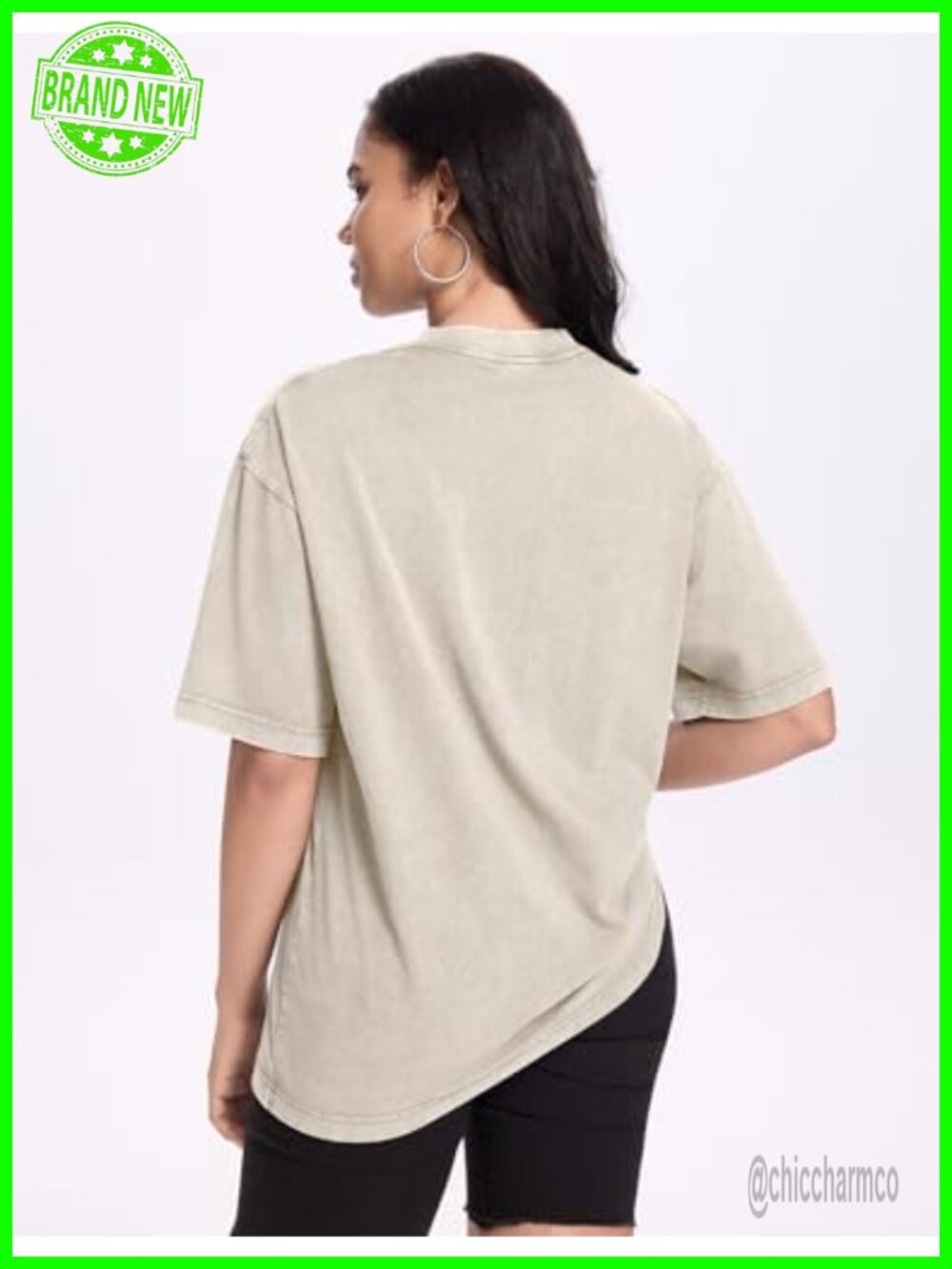 3 Pack Women's Oversized Cotton Short Sleeve Crew Neck T-Shirts Streetwear Tees - Picture 2 of 7